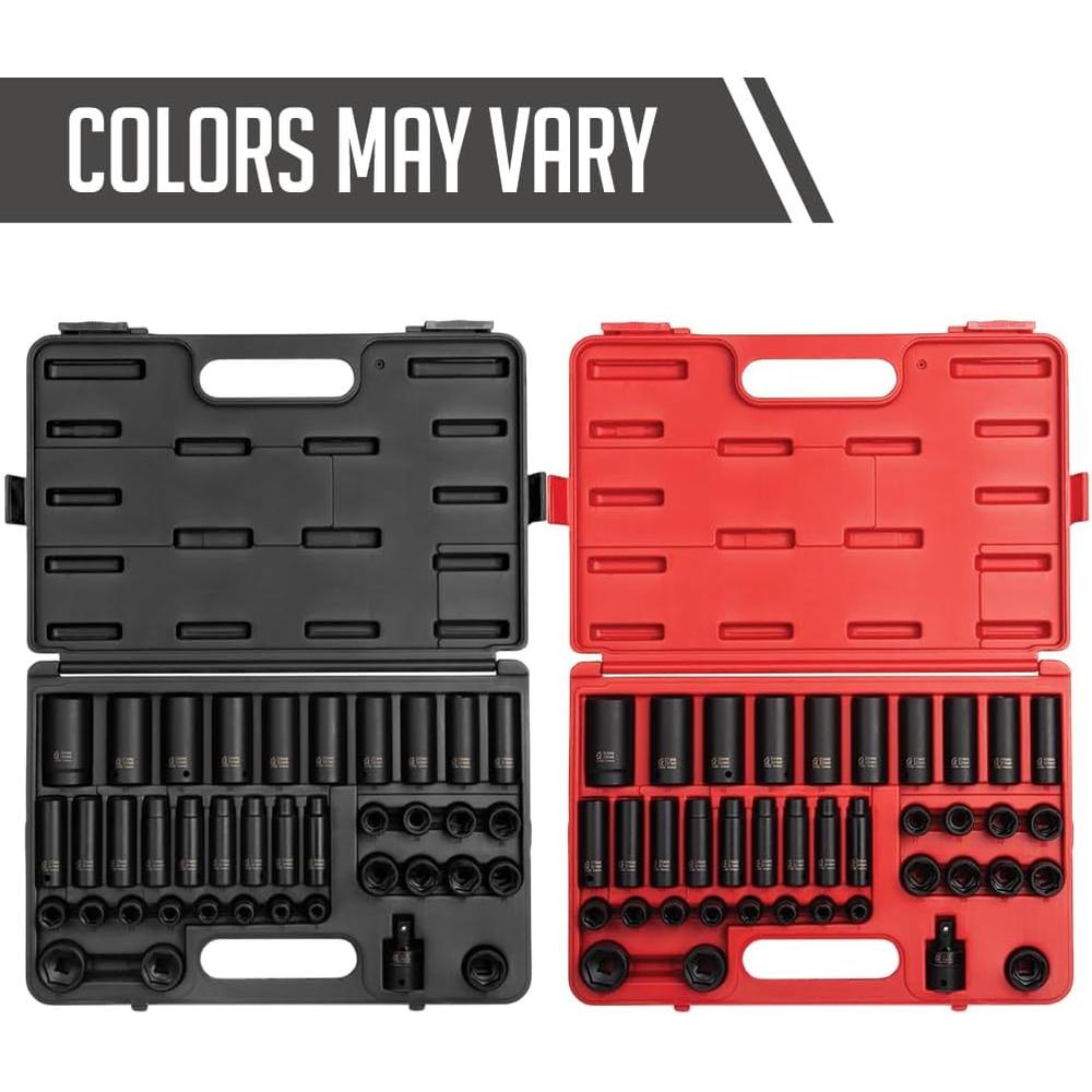 Sunex 2669, 1/2 Inch Drive Master Impact Socket Set, 39-Piece, 9mm-30mm, Standard/Deep, Cr-Mo Steel, Radius Corner Design, Dual Size Markings, Heavy Duty Storage Case