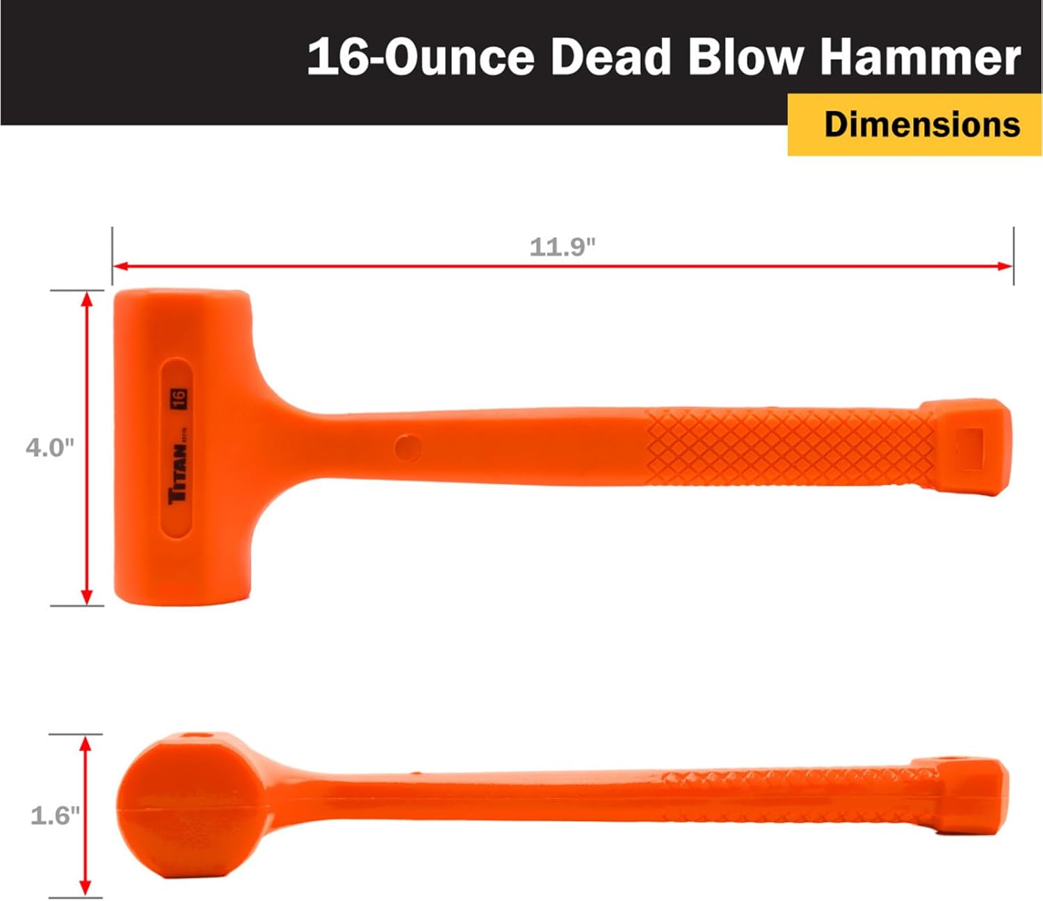 Titan Tools 63116 Shop Iron 16 oz Dead Blow Hammer