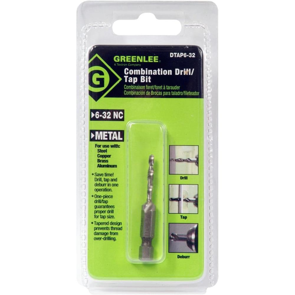 Greenlee DTAP6-32 DRILL/TAP, 6-32.