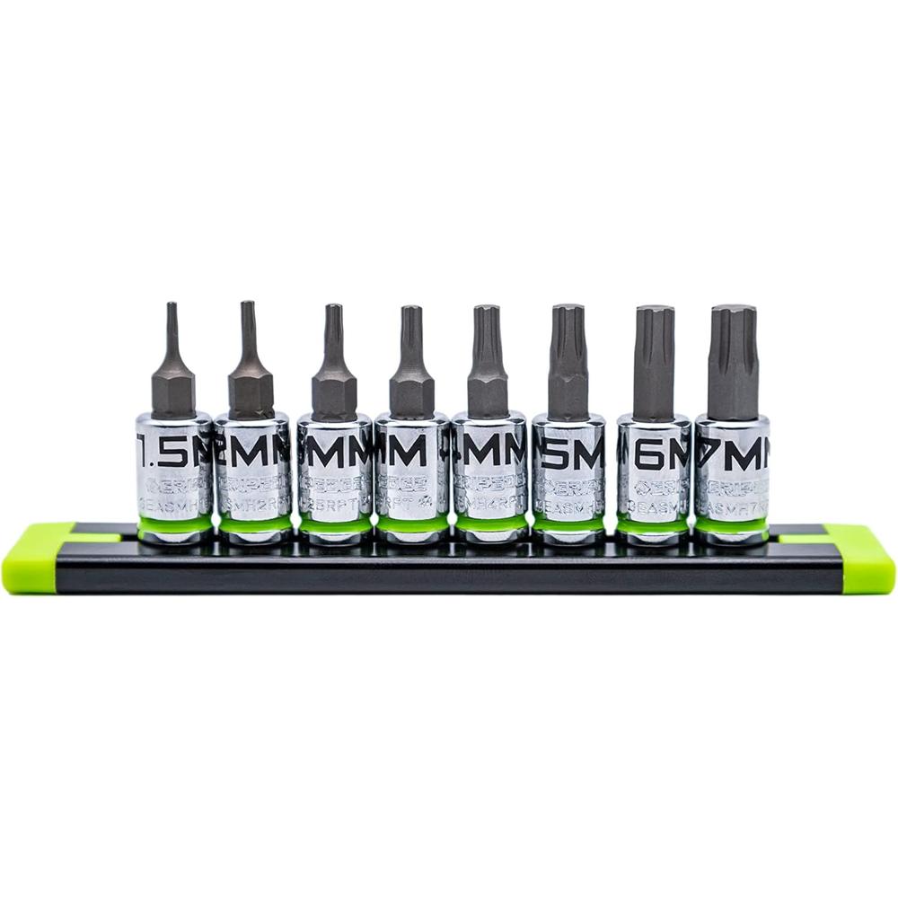 GripEdge GE8ASMHSRPT 8pc 1/4" Dr. Short Metric RPT Hex Driver Set, 1.5mm - 7mm