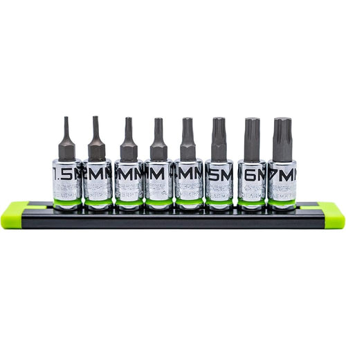 GripEdge GE8ASMHSRPT 8pc 1/4" Dr. Short Metric RPT Hex Driver Set, 1.5mm - 7mm