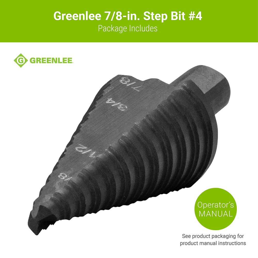 Greenlee GSB04 Mèche étagée 3/16" à 7/8" (#4), 12 étapes