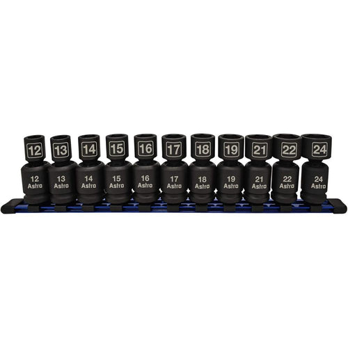 Astro Pneumatic 78244 Lot de 11 douilles à chocs universelles sans broche Nano à entraînement 1/2" - Métriques
