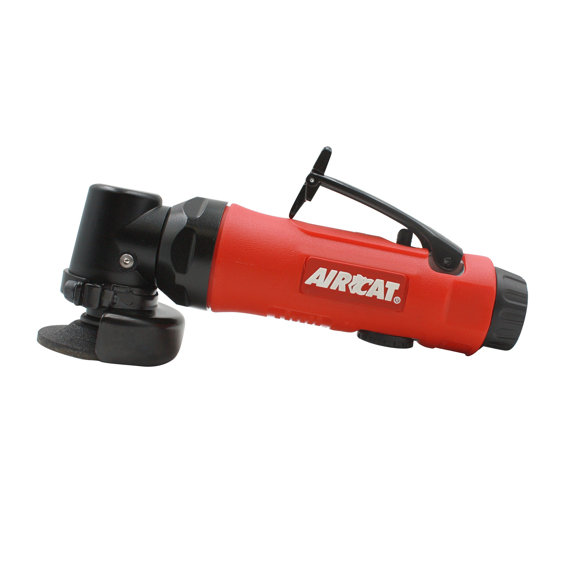 Aircat 6220 2 in. Angle Grinder with red composite housing, Type 27 grinding wheel, and variable speed trigger