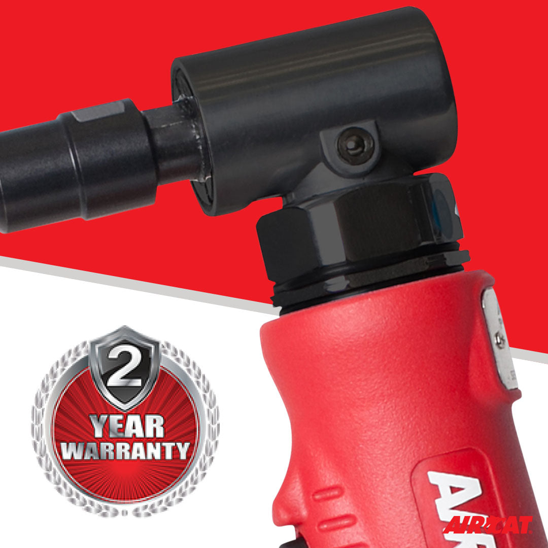 Aircat 6255 Die Grinder Head Close-Up with 2-Year Warranty Badge