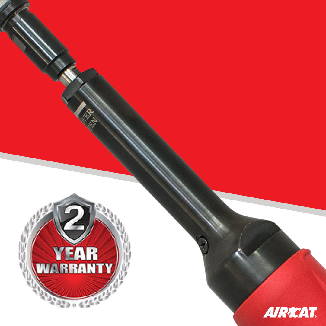 Aircat 6270 Extended Straight Die Grinder close-up of extension shaft with 2 Year Warranty badge