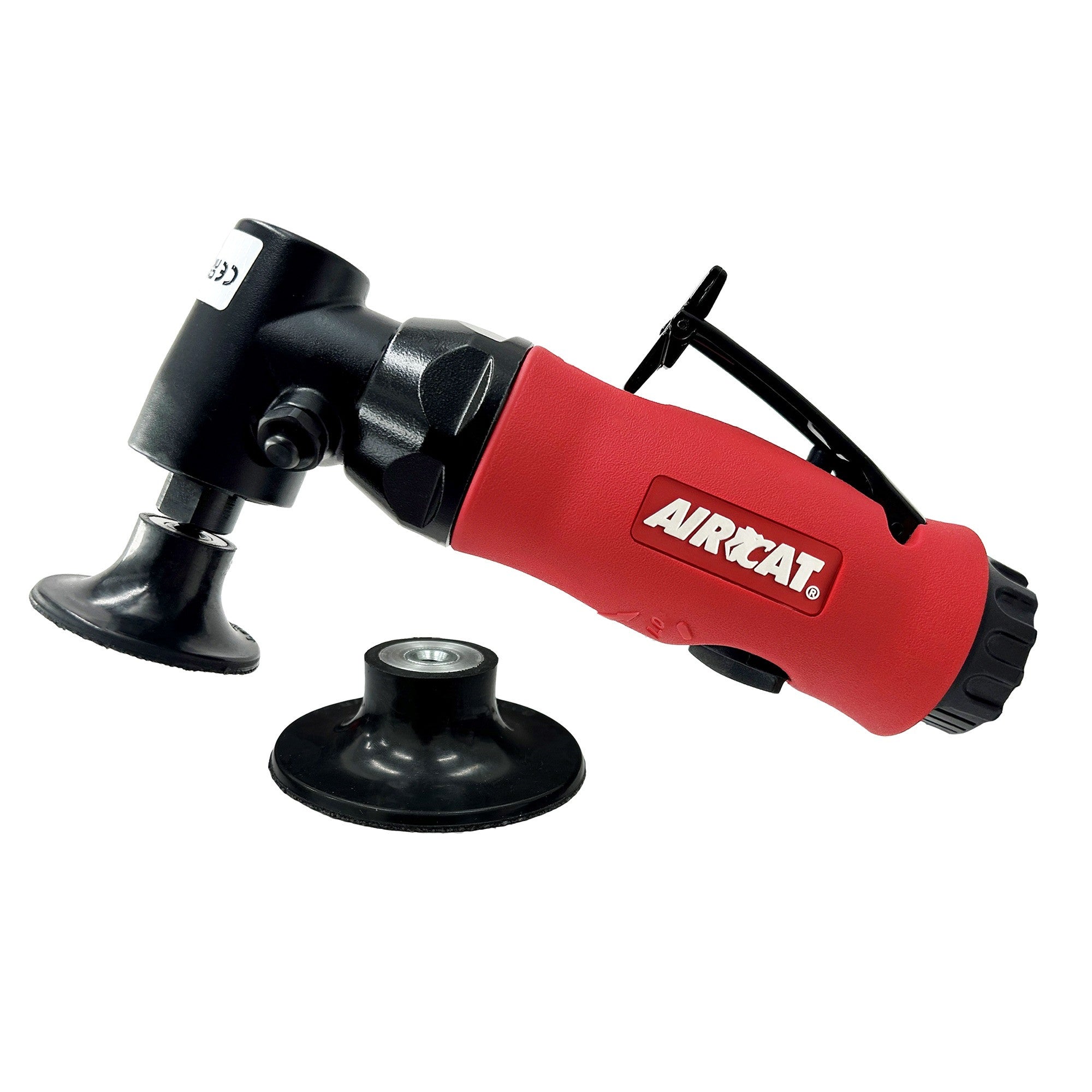 Aircat 6281 Angle Disc Sander with spindle lock and included Roloc style pads on white background