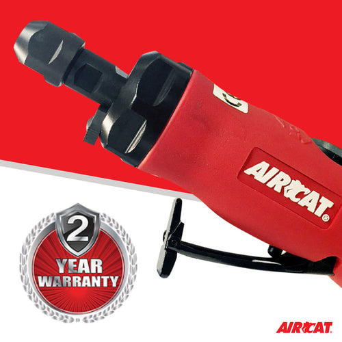 Aircat 6290 Reversible Straight Die Grinder close-up with 2-Year Warranty badge