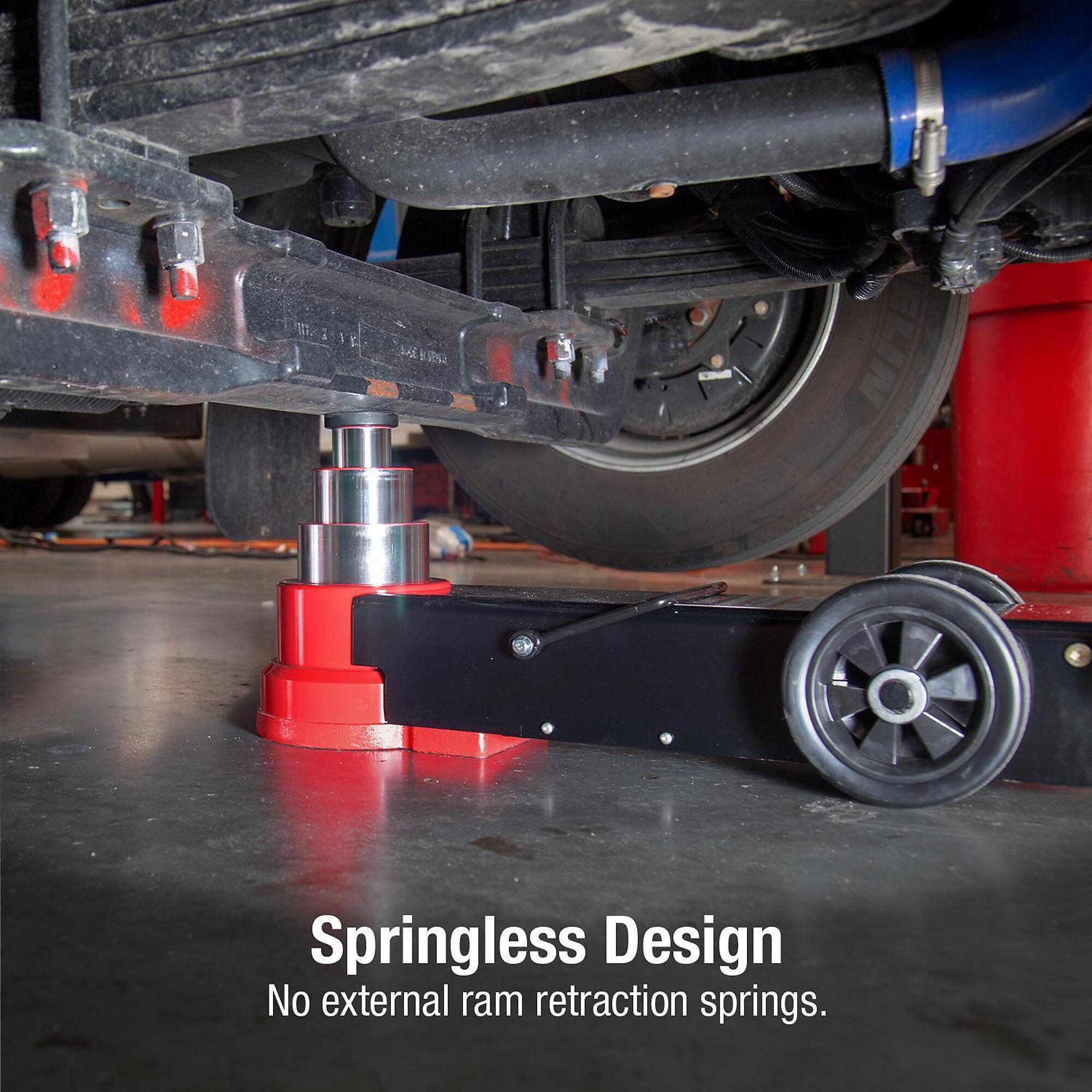 Sunex 6855 truck jack springless design with no external ram retraction springs