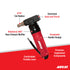 Aircat 6330 Air Nibbler feature callout infographic - 3/16 cut radius, oversized anvil and punch, 360 degree rear exhaust muffler, composite handle