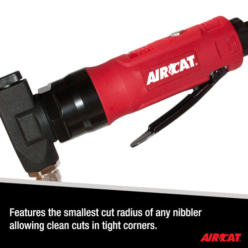 Aircat 6330 Composite Air Nibbler close-up highlighting smallest cut radius for clean cuts in tight corners