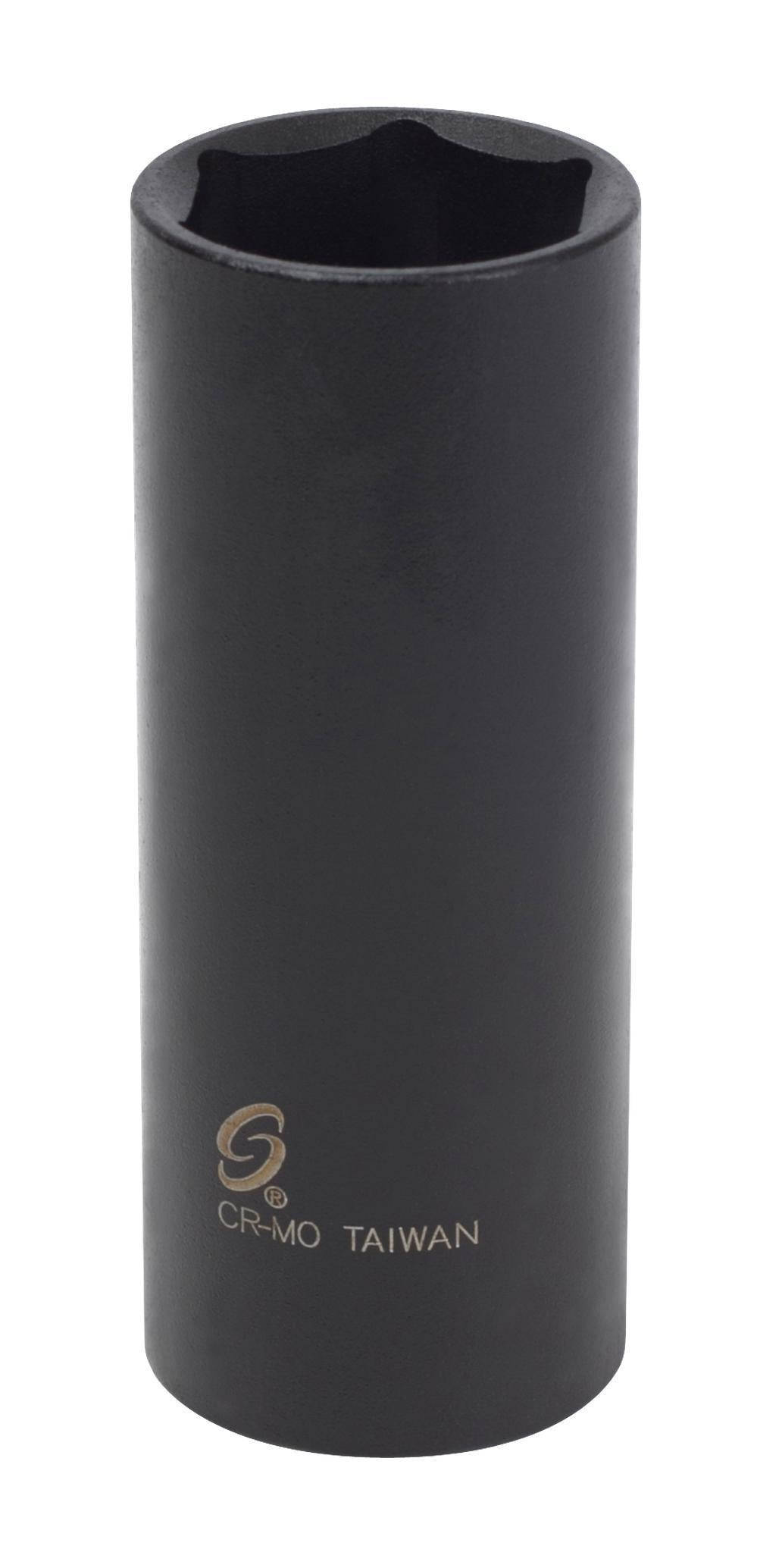 Sunex Tools 2622 1/2" Drive 22mm Extra Thin Wall Deep 6-Point Impact Socket, Black CR-MO