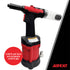 Aircat 6410 Air Hydraulic Riveter - angled view highlighting 2000 lb pull force and composite comfort grip