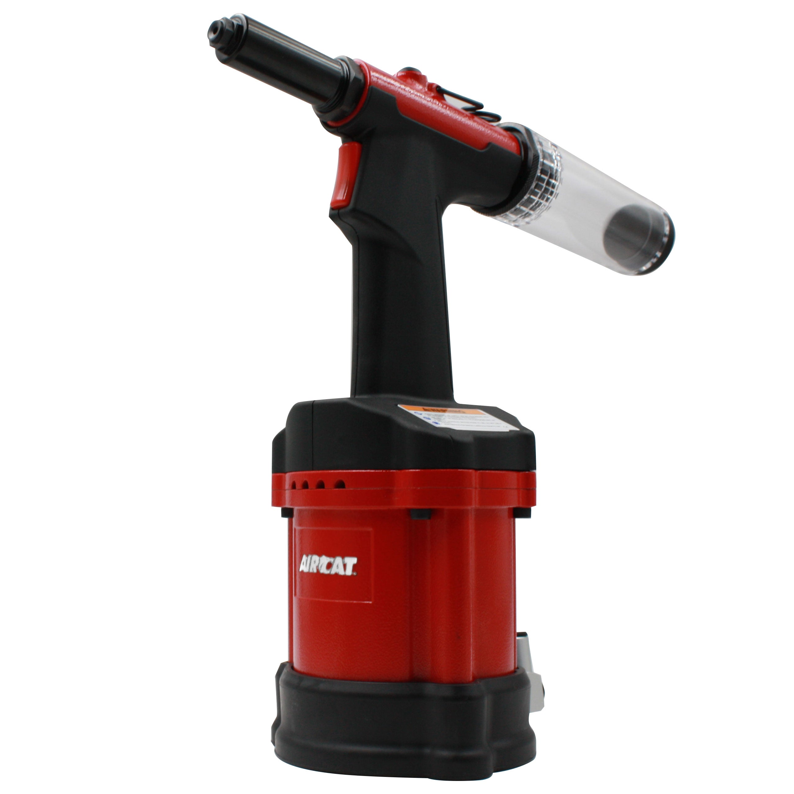 Aircat 6420 1/4" Air Hydraulic Riveter side view with mandrel collection bottle