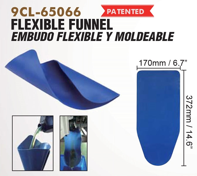 9 Circle 65066 Flexible Funnel product label with dimensions 170mm x 372mm