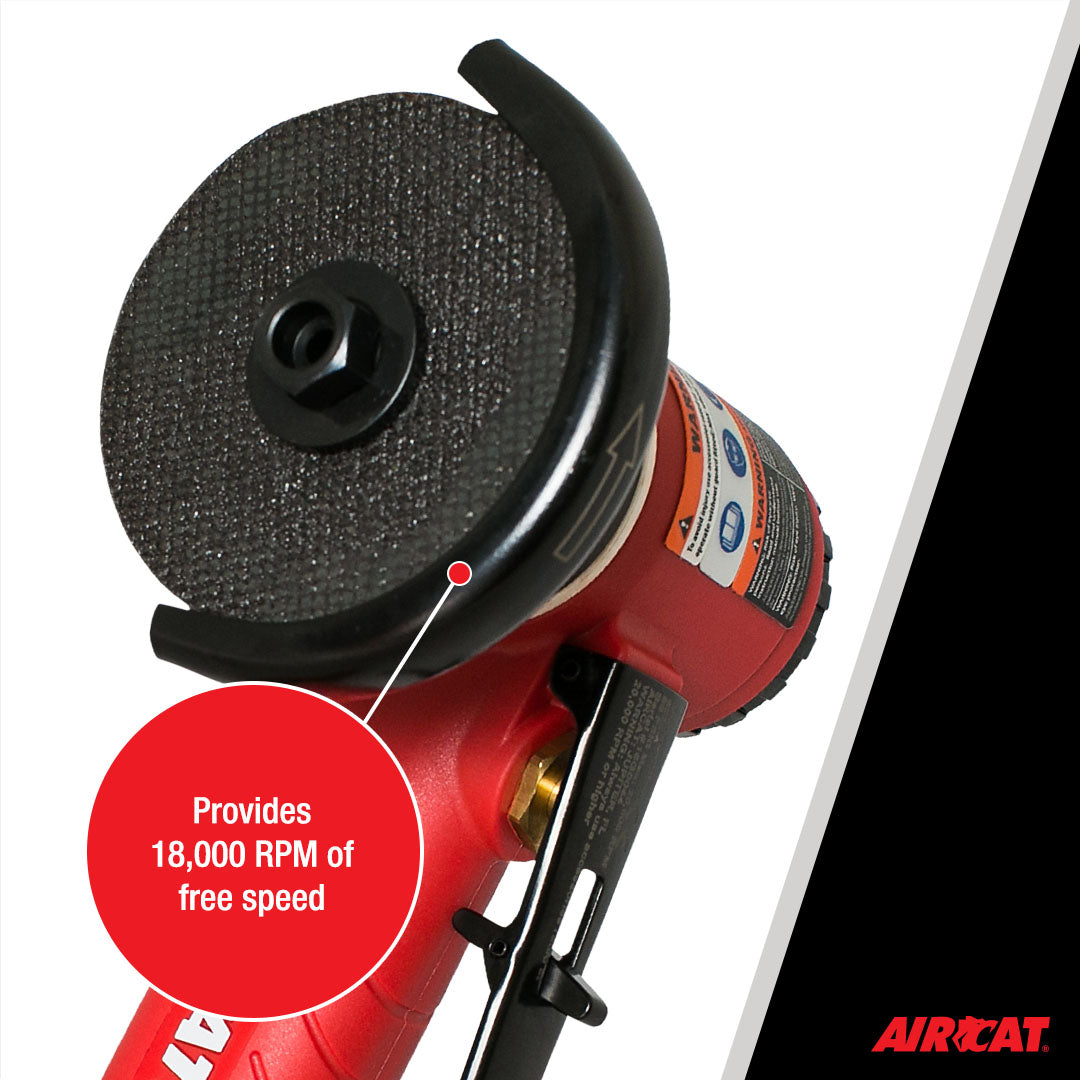Aircat 6525-A In-Line Cut-Off Tool close-up highlighting 18,000 RPM free speed