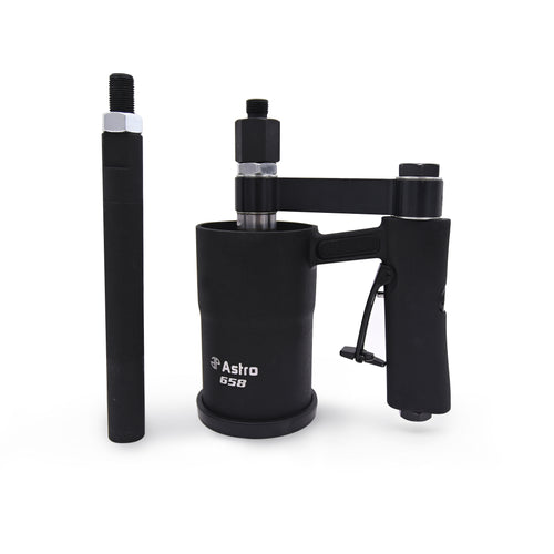 Astro Pneumatic 658 Stubby Air Slide Hammer full product view with extension rod on white background