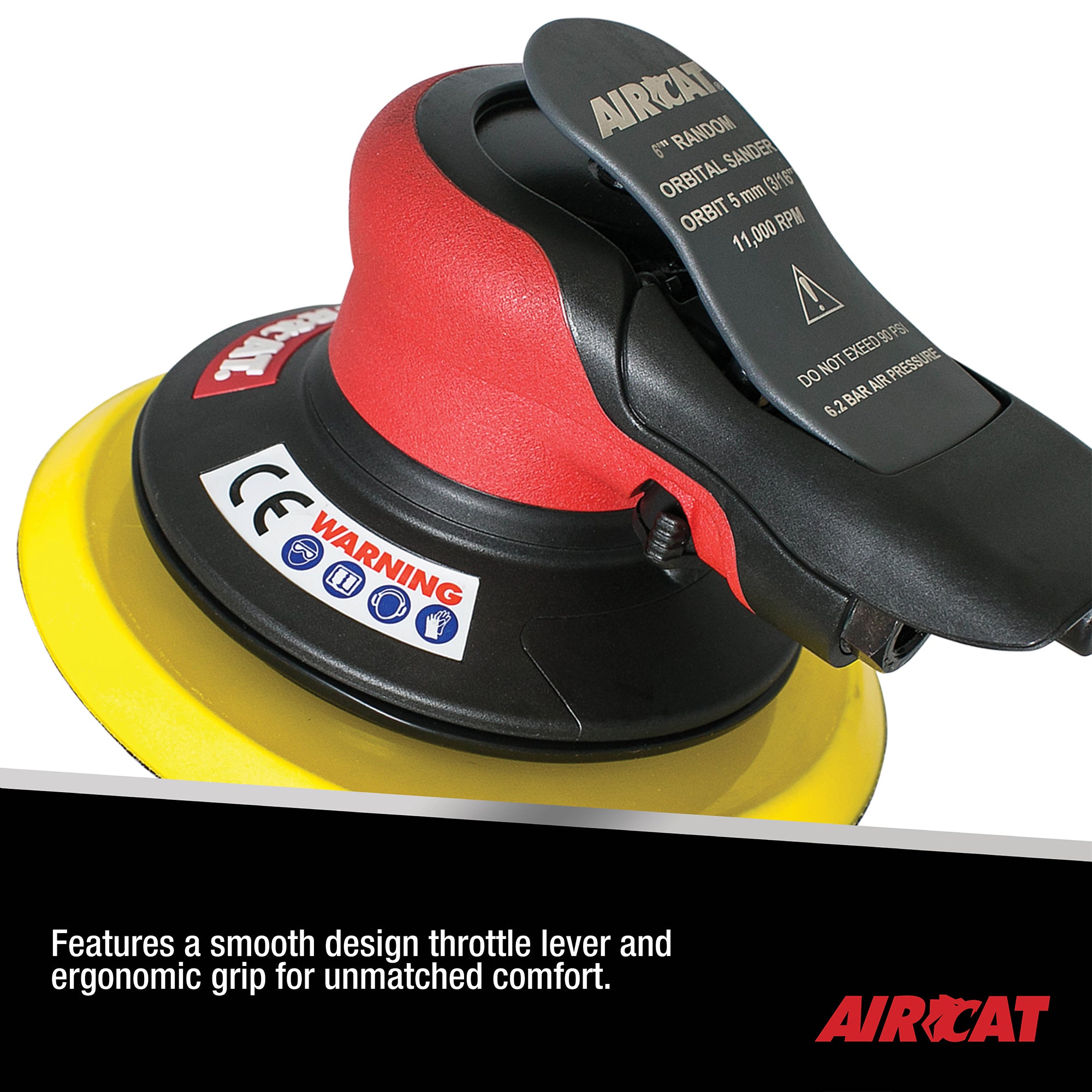 Aircat 6700-6-336 close-up of smooth throttle lever and ergonomic grip for unmatched comfort