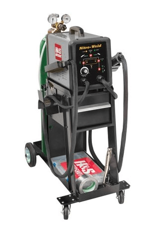 H&S Autoshot UNI-8100 Nitro-Weld Plastic Welding System on wheeled cart with nitrogen cylinder and control panel