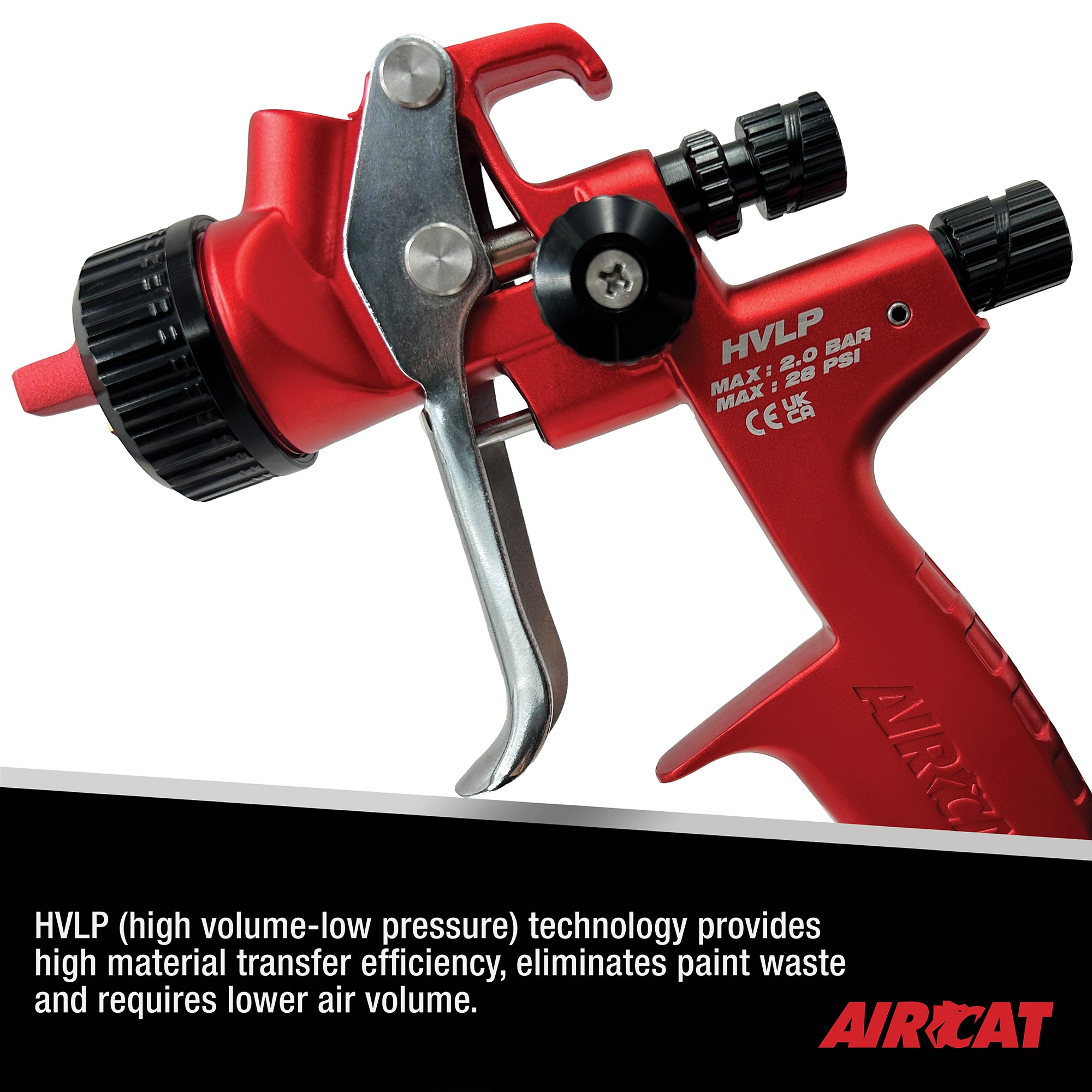 Aircat 6900 HVLP Spray Gun close-up highlighting high volume low pressure technology