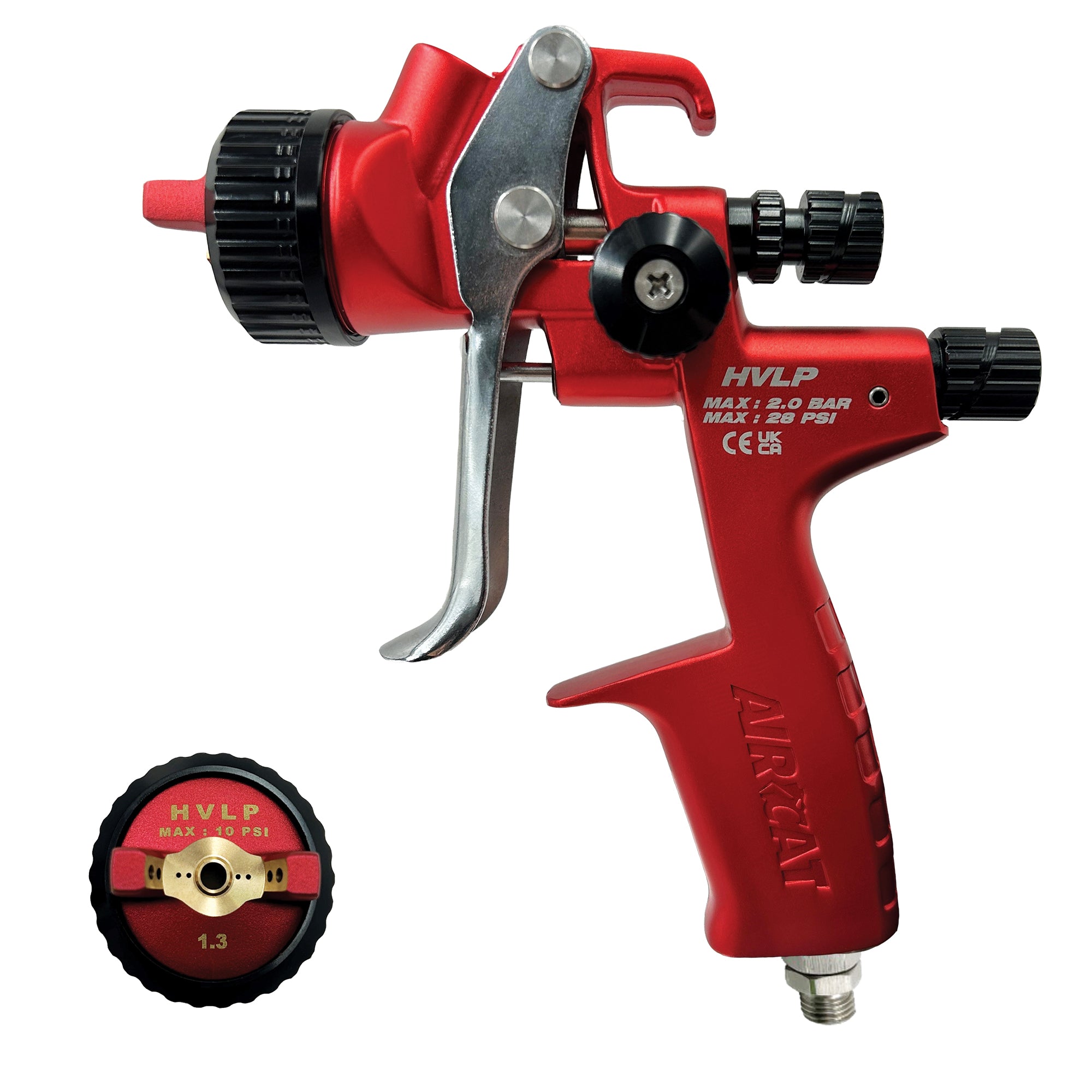 Aircat 6900 HVLP Gravity Feed Spray Gun with 1.3mm air cap on white background