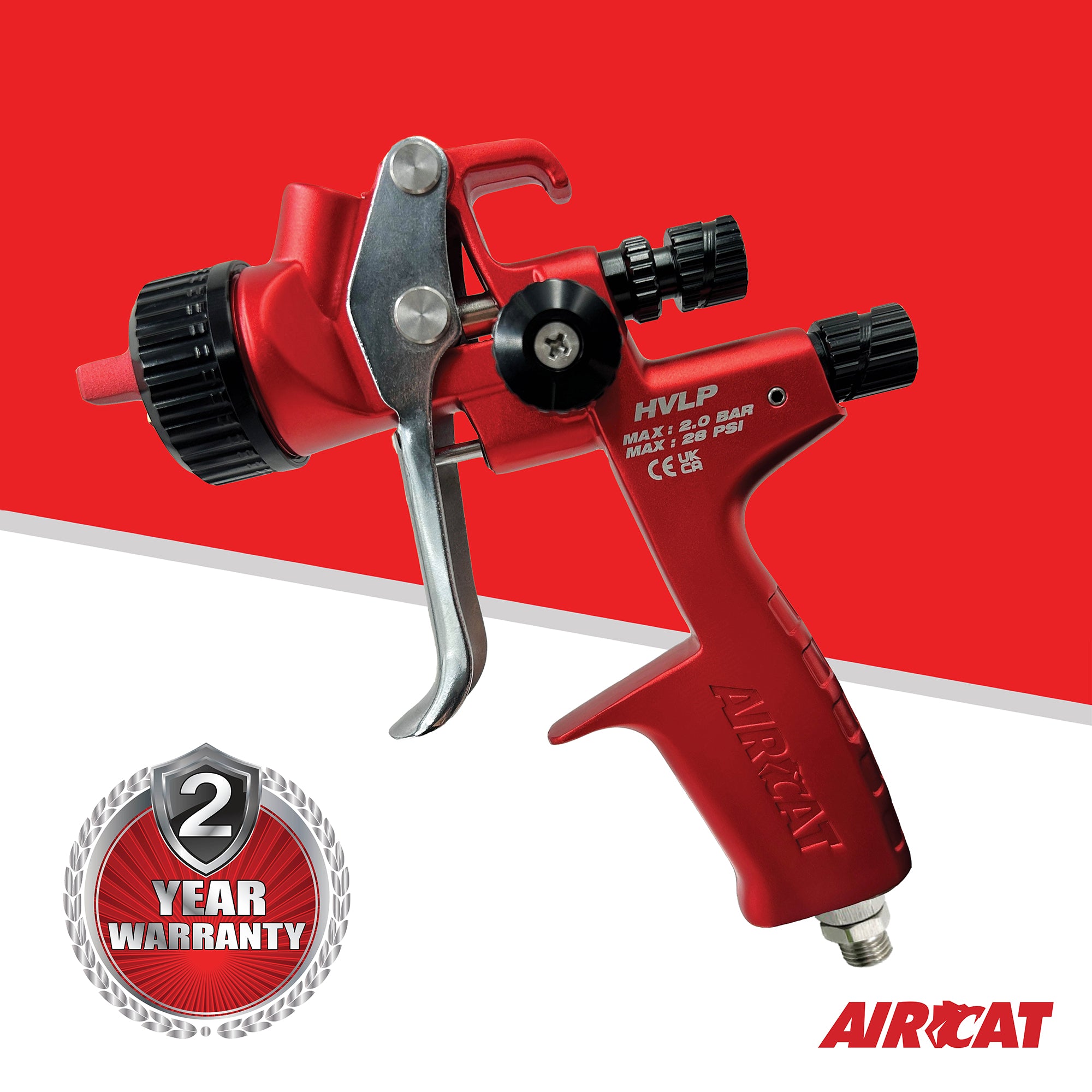 Aircat 6905 HVLP Spray Gun with 2-year warranty badge