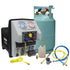 Mastercool 69360 Twin Turbo Refrigerant Recovery System with 30 lb DOT tank, hoses, oil drain bottle, and low side coupler accessories
