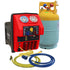 Mastercool 69391 Spark Free Twin Turbo Refrigerant Recovery Machine for R1234yf shown with yellow and blue service hoses and 30 lb DOT recovery tank