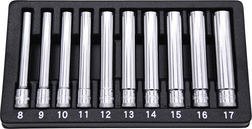 Astro Pneumatics 4110 8-pc 3/8" Drive 6 Pt. Extra Deep 4.75" Long Metric Socket Set, 8mm-17mm - MPR Tools & Equipment