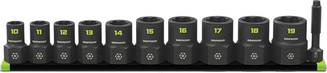 GripEdge XBM10S Coffret de 10 extracteurs de douilles métriques RPT à entraînement 3/8", 10 mm-19 mm