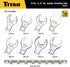 Titan Tools 17678 set contents diagram: 8 crowfoot wrenches 24mm to 32mm with aluminum storage rail, 1/2" drive
