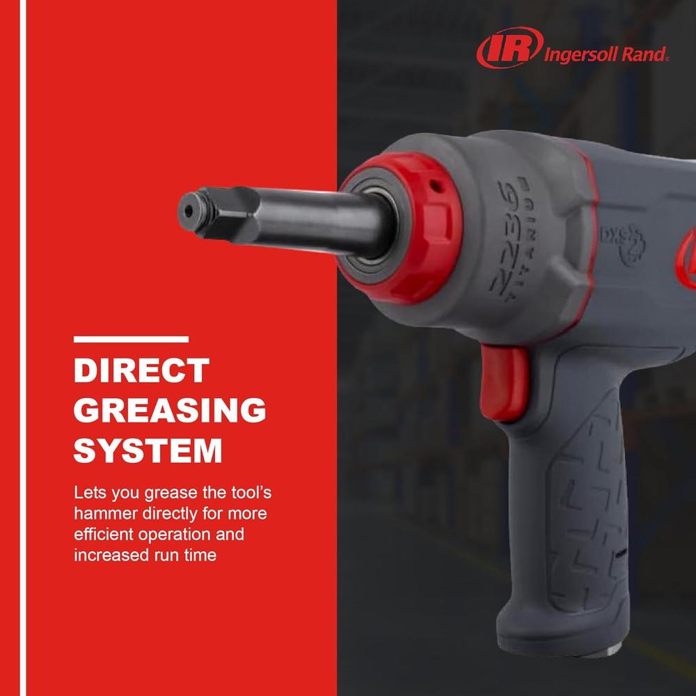 Ingersoll Rand 2236QTiMAX-2 Clé à chocs silencieuse à enclume allongée 1/2" Dr. x 2" avec système DXS Drive XChange, 1 500 pi-lb, 7 500 tr/min