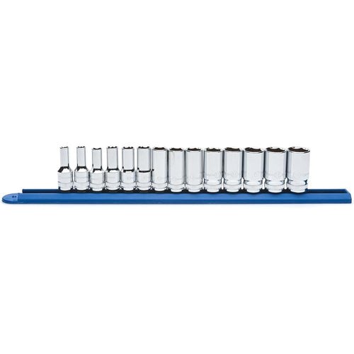 Clé à engrenages 80554S-06, 14 pièces. Jeu de douilles métriques mi-longues à 6 pans, prise 3/8 po
