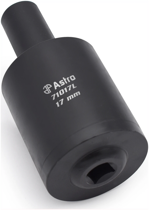 Astro Pneumatic 71017L 17mm Lug Nut Drum Socket Impact Torque Multiplying - front angle view showing socket opening