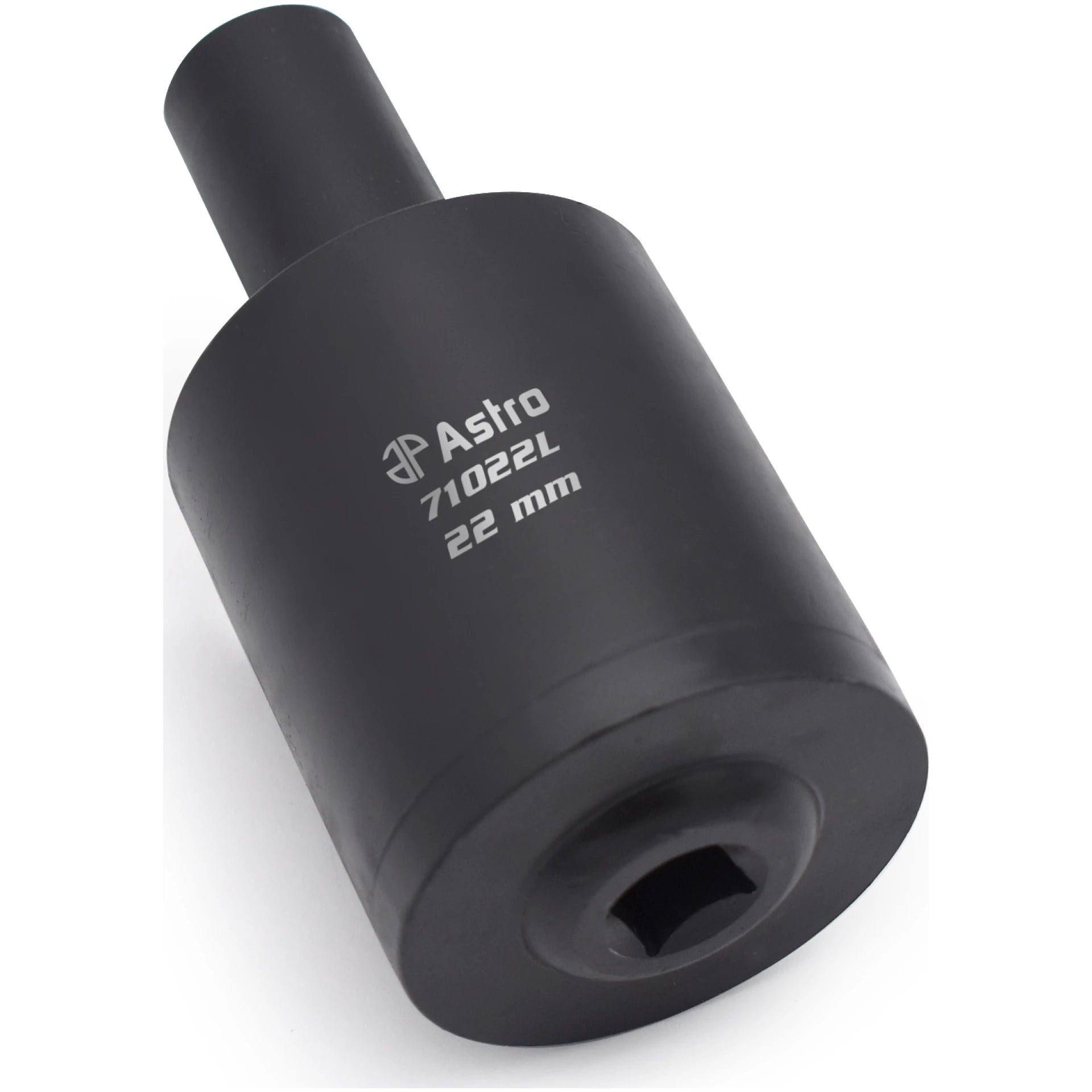 Astro Pneumatic 71022L 22mm Lug Nut Drum Socket angled view showing 1/2" drive end