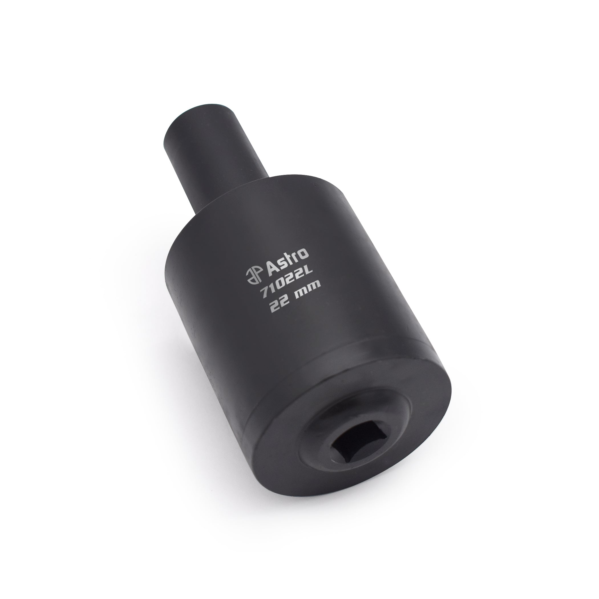Astro Pneumatic 71022L 22mm Lug Nut Drum Socket top-down angle view showing drive shank