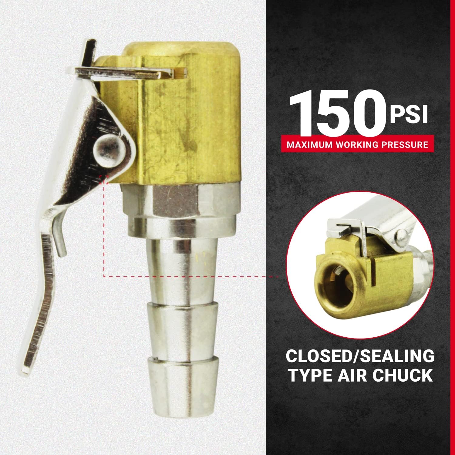 Milton S-697 1/4" ID Euro Style Hose Barb Air Chuck