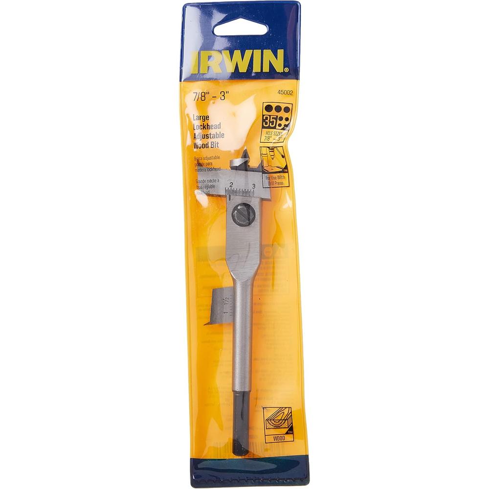 Irwin Tools 45002 Lockhead Foret à bêche réglable de 7/8 à 3 pouces pour perceuse à colonne
