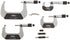 Fowler Precision 72-229-214-0 4pc Swiss-Style Outside Micrometer Set 0-4" flatlay with 1", 2", 3" standards and wrench