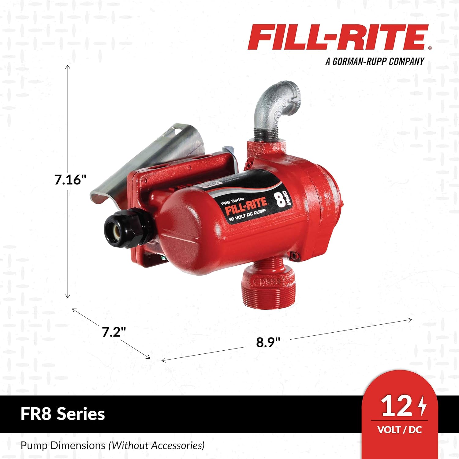 Fill-Rite FR8-PX 12VDC 8 GPM Heavy-Duty Fuel Transfer Pump, Pump Only