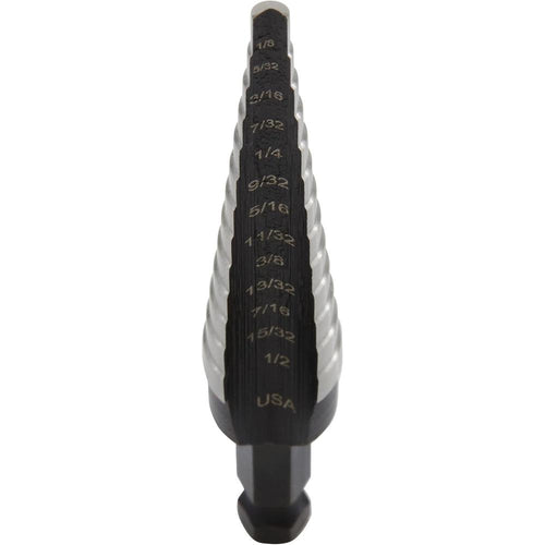 Foret étagé IRWIN. Étape de 1/8" à 1/2". Tige 1/4" (10231)