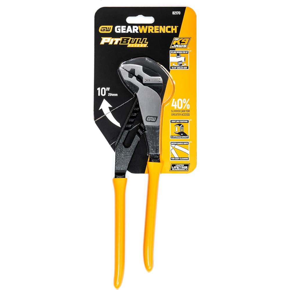 GearWrench 82170 10" STRAIGHT JAW T&G DIPPED HNDL