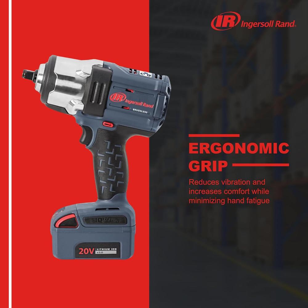 Ingersoll Rand W7152-K22 20V High Torque 1/2 Inch Drive Cordless Impact Wrench, 2 Battery Kit