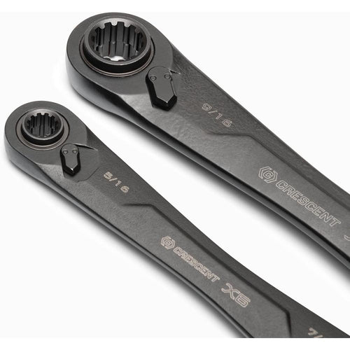 Jeu de 2 clés à cliquet SAE à cannelures en oxyde noir 4 en 1 Crescent CX6DBS2