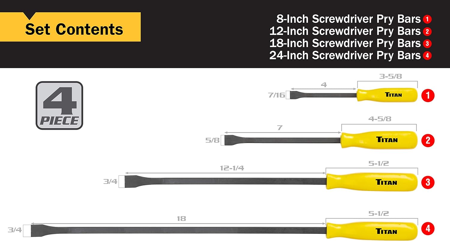 Titan Tools 17101 4 Pc. Pry Bar Set