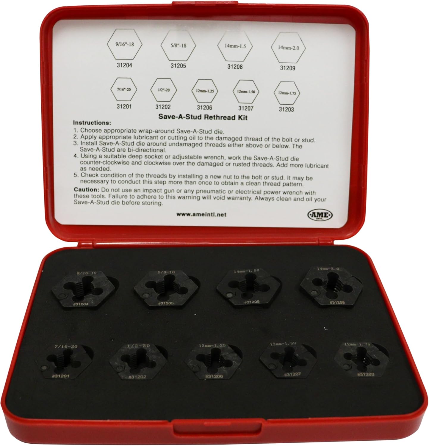 AME International 31210 9 Piece Save-a-Stud Rethread Kit