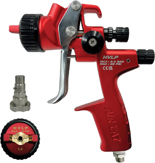 Aircat 6905 1.6mm HVLP Gravity Feed Spray Gun with precision brass air cap and GEN1 PPS cup adapter