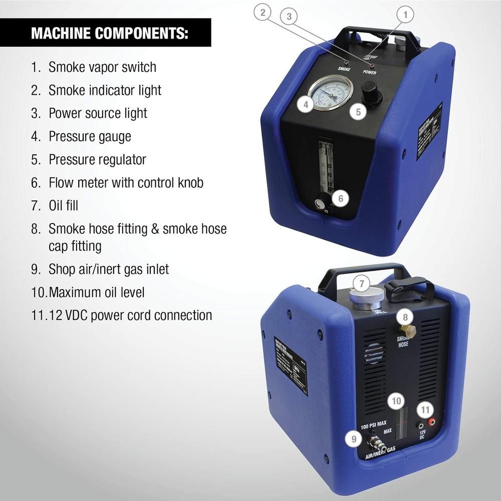 Mastercool 43060-HD Heavy-Duty Truck Diagnostic Smoke Machine, 0-28 Psi