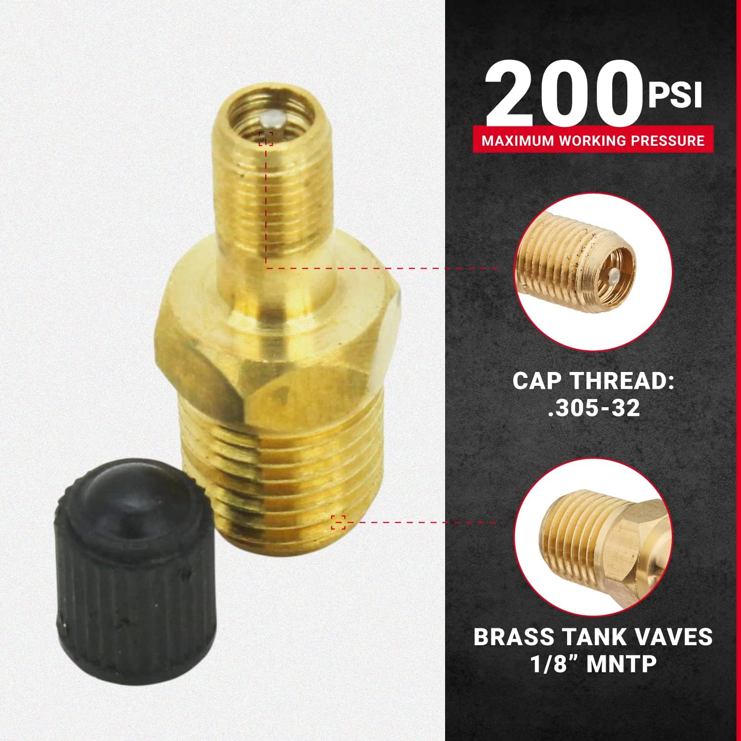 Milton Industries S-684 1/8" NPT Tank Valve, 2/Cd