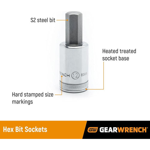 GearWrench 80425 Douille métrique à embout hexagonal à entraînement 3/8" 4 mm